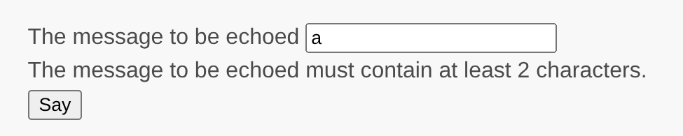 Form with a validation error
